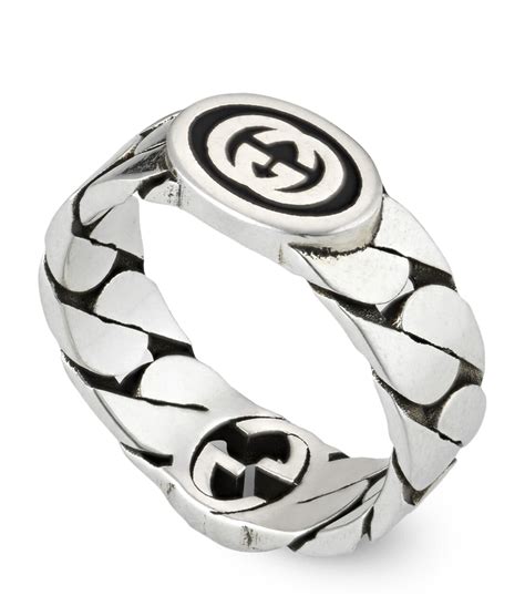 gucci butterfly ring silver|interlocking g ring in silver.